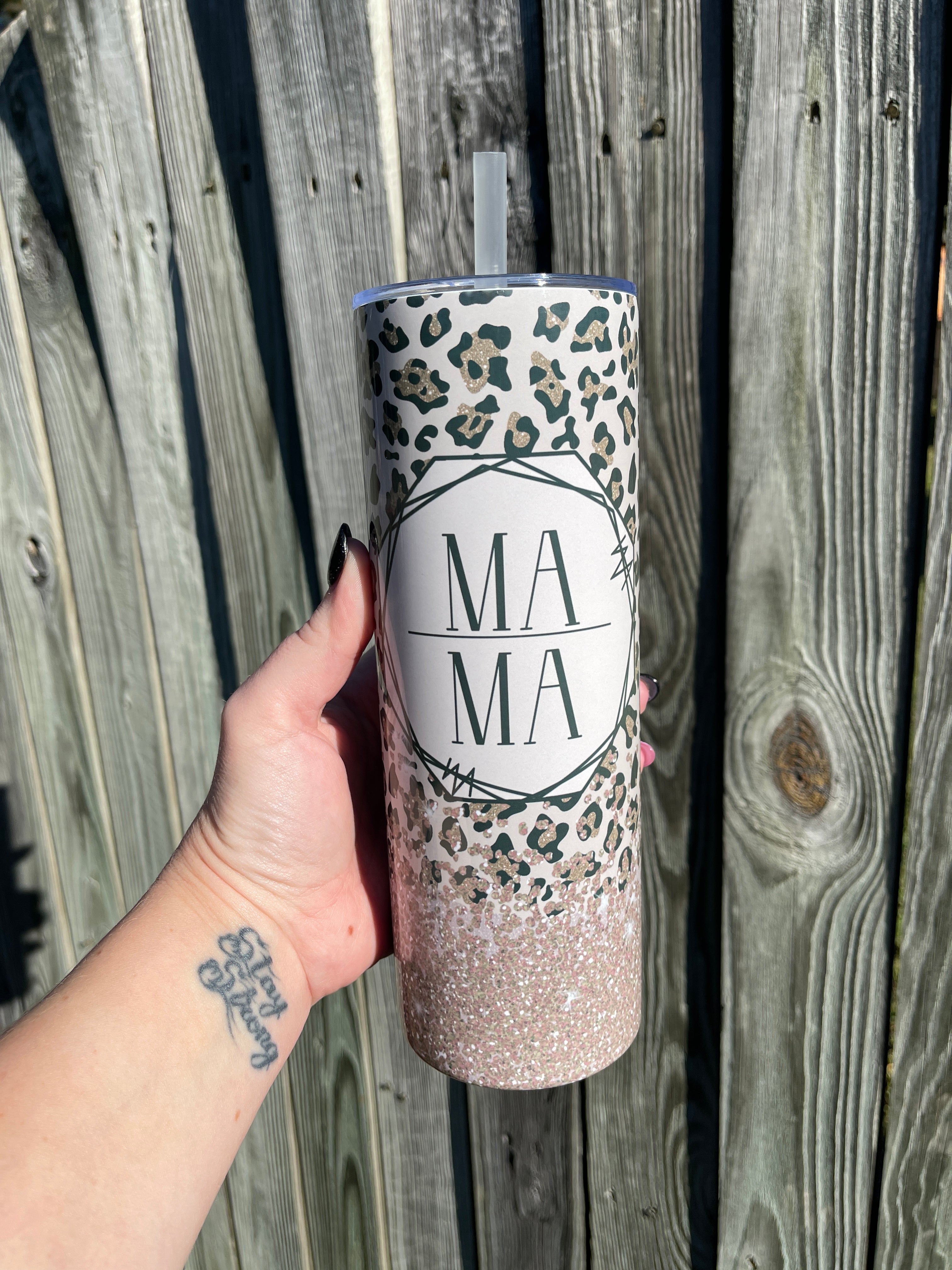 40oz Tumbler With Handle Purple Mama Leopard Bolt – That Crafty Mama Co.
